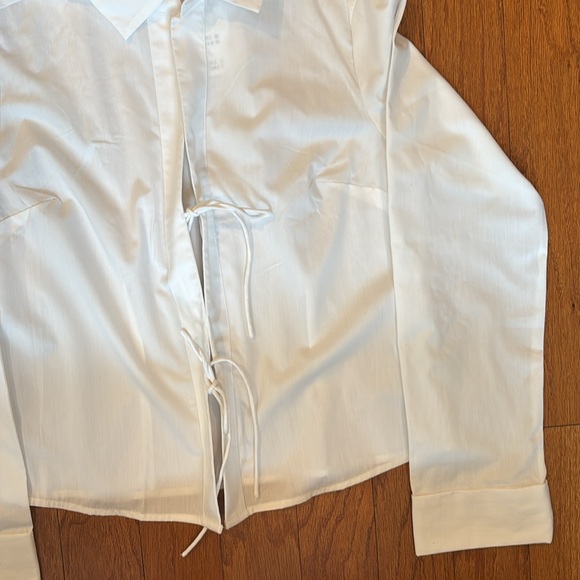 A&F Long-Sleeve Poplin Tie-Front Shirt XS - Picture 4 of 7